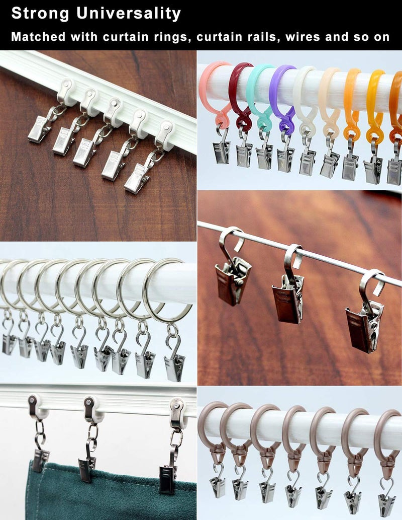 Coideal Curtain Clips Hooks Stainless Steel - Coideal 100 Pack Silver Heavy-Duty Wire Holder for Hanging Camper Awning String Party Lights, Christmas Decoration, Indoor Outdoor Decor - Image 4